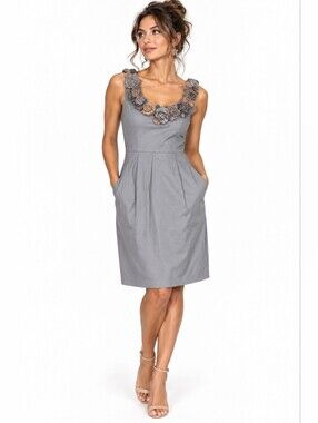 Baraschi Anthropologie In The Wings 3D Rosette Floral Dress Size 4
